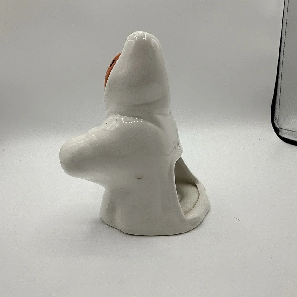 Vintage Ceramic Halloween Ghost Pumpkin Face Halloween Jack-o-lantern